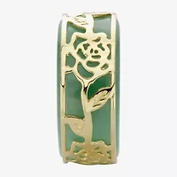 Womens 10MM Genuine Green Jade 10K Gold Over Silver Band