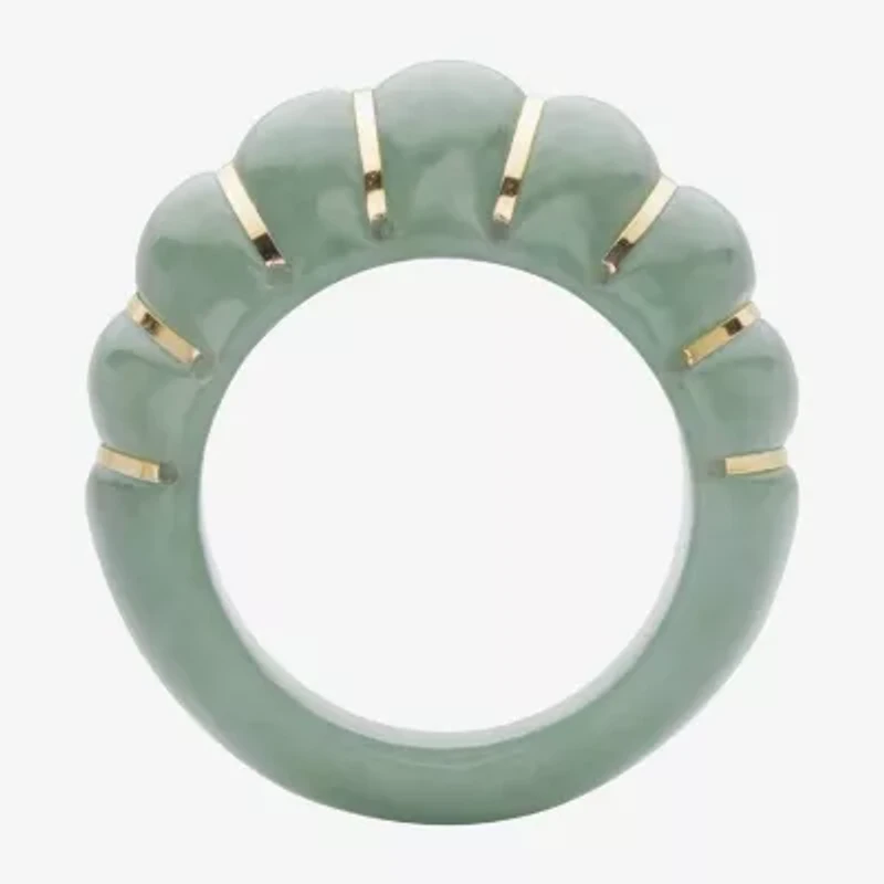 Womens 3.5MM Genuine Green Jade 10K Gold Band