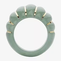 Womens 3.5MM Genuine Green Jade 10K Gold Band