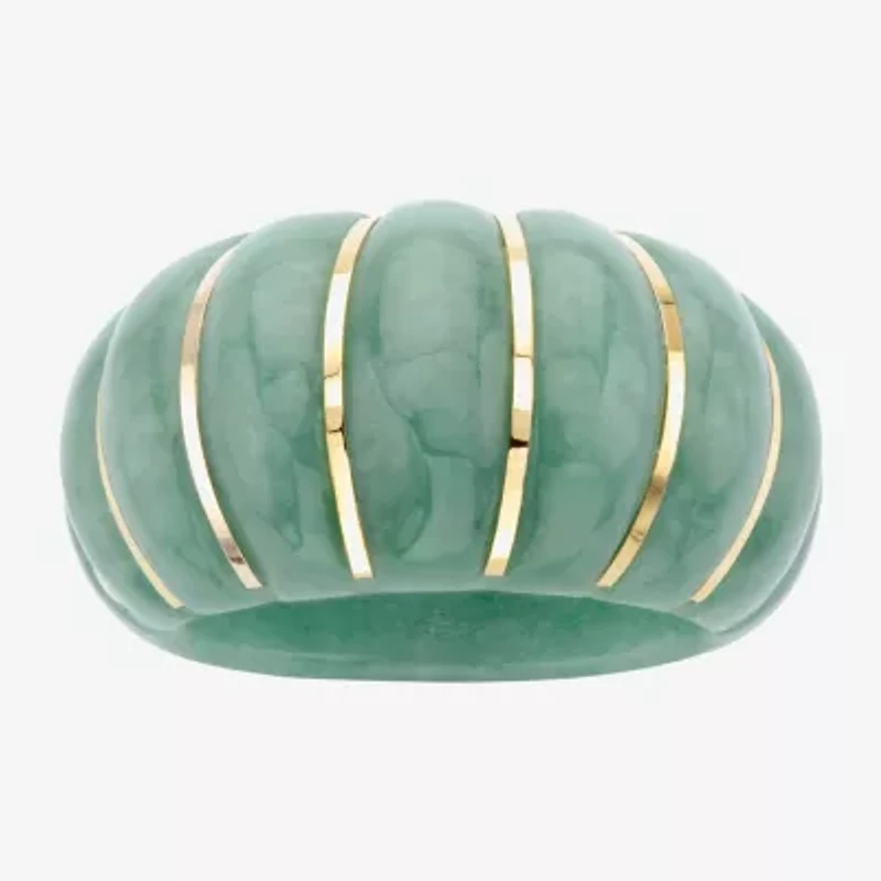 Womens 3.5MM Genuine Green Jade 10K Gold Band