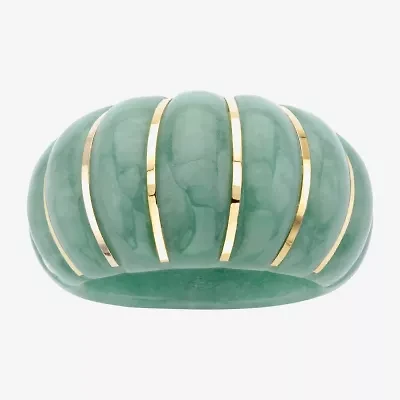Womens 3.5MM Genuine Green Jade 10K Gold Band