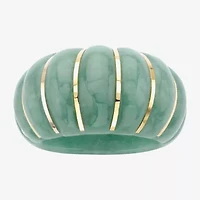 Womens 3.5MM Genuine Green Jade 10K Gold Band