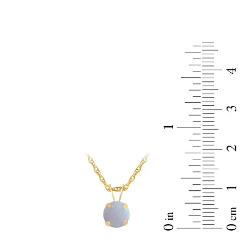 Womens Gemstone 10K Gold 6MM Round Pendant Necklace