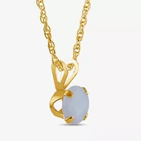 Womens Gemstone 10K Gold 6MM Round Pendant Necklace