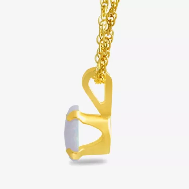 Womens Gemstone 10K Gold 6MM Round Pendant Necklace