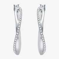 1/4 CT.T.W. Natural Diamond 10K White Gold X-Style Hoop Earrings