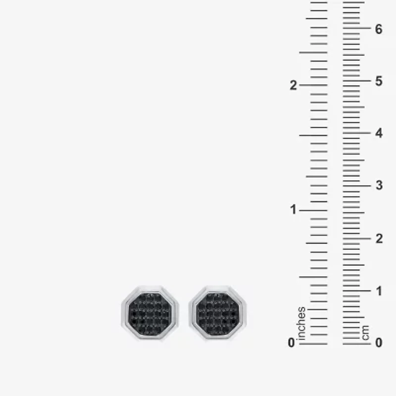 3/8 CT. T.W. Natural Black Diamond Sterling Silver 11mm Stud Earrings