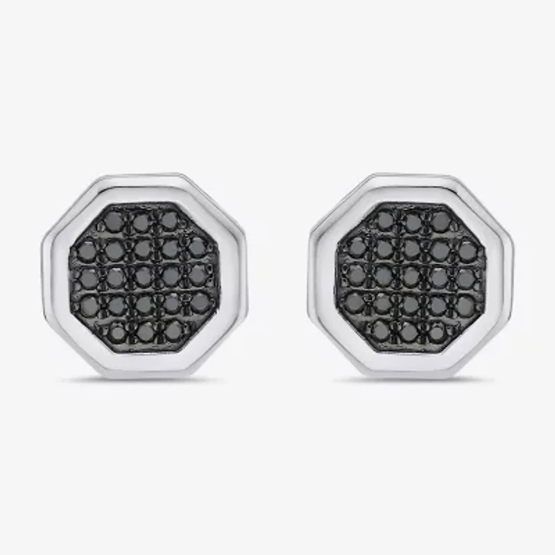 3/8 CT. T.W. Natural Black Diamond Sterling Silver 11mm Stud Earrings