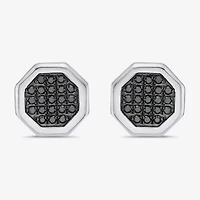 3/8 CT. T.W. Natural Black Diamond Sterling Silver 11mm Stud Earrings