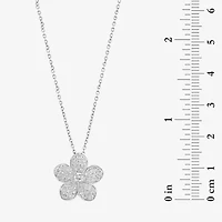 Effy  (E-F / Vs2-Si1) Womens 3/4 CT. T.W. Lab Grown White Diamond Sterling Silver Flower 16 Inch Pendant Necklace