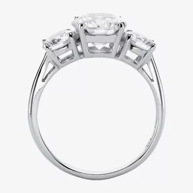 Diamonart Womens 3 CT. T.W. Cubic Zirconia Platinum Over Silver Round Engagement Ring