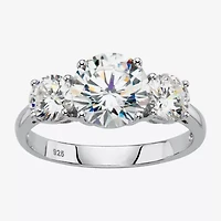 Diamonart Womens CT. T.W. Cubic Zirconia Platinum Over Silver Round Engagement Ring