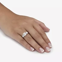 Diamonart Womens 3 CT. T.W. Cubic Zirconia Platinum Over Silver Round Engagement Ring