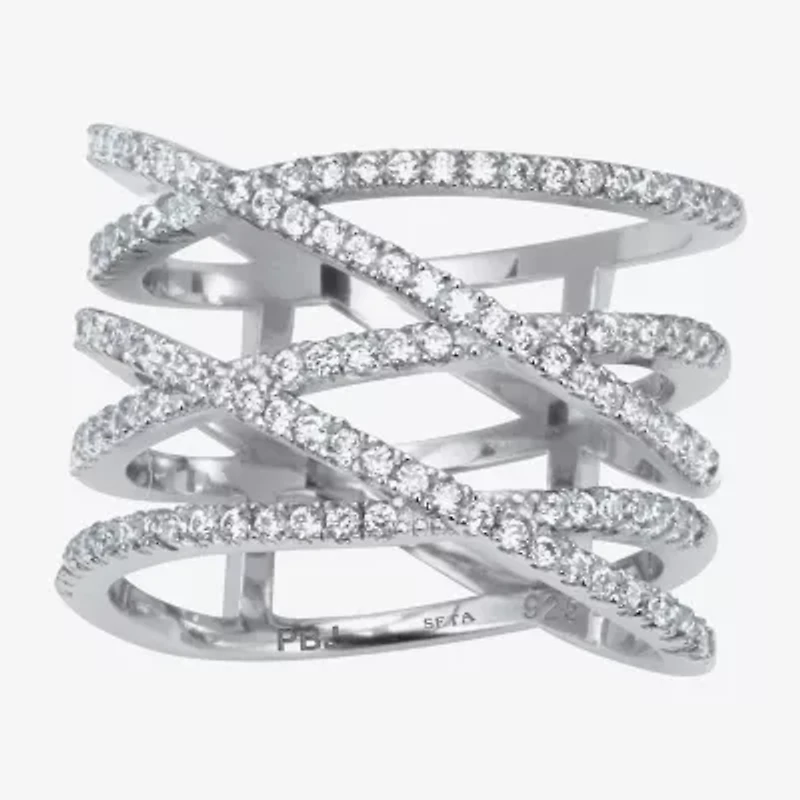 Diamonart Womens / CT. T.W. Cubic Zirconia Sterling Silver Round Cocktail Ring