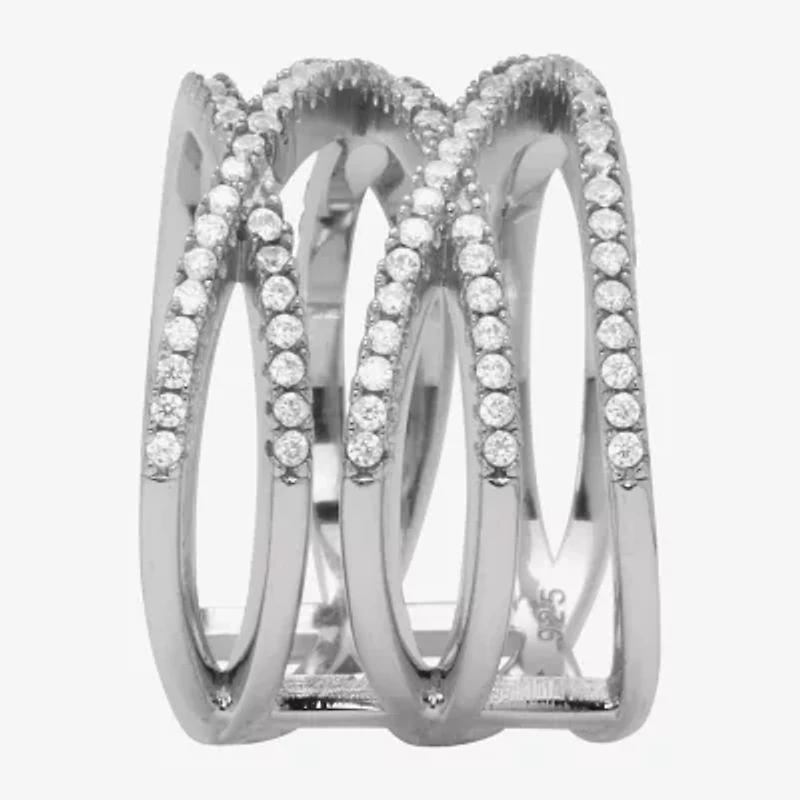 Diamonart Womens / CT. T.W. Cubic Zirconia Sterling Silver Round Cocktail Ring