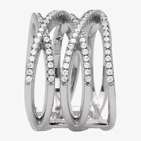 Diamonart Womens / CT. T.W. Cubic Zirconia Sterling Silver Round Cocktail Ring