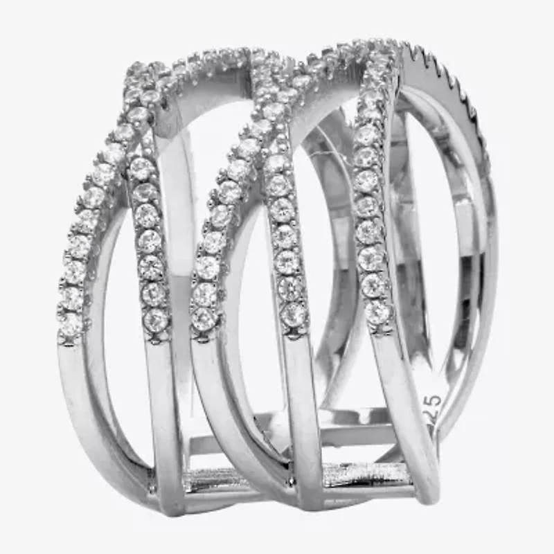 Diamonart Womens / CT. T.W. Cubic Zirconia Sterling Silver Round Cocktail Ring