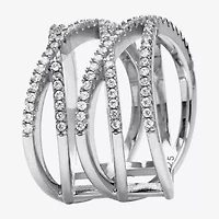 Diamonart Womens / CT. T.W. Cubic Zirconia Sterling Silver Round Cocktail Ring