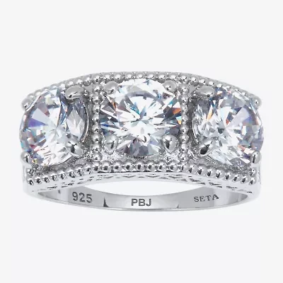 Diamonart Womens / CT. T.W. Cubic Zirconia Platinum Over Silver Round Engagement Ring