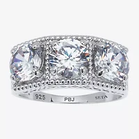 Diamonart Womens / CT. T.W. Cubic Zirconia Platinum Over Silver Round Engagement Ring