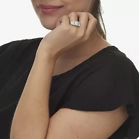 Diamonart Womens / CT. T.W. Cubic Zirconia Platinum Over Silver Round Engagement Ring