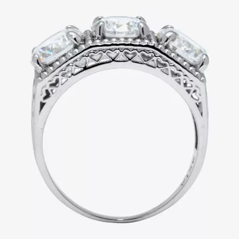 Diamonart Womens / CT. T.W. Cubic Zirconia Platinum Over Silver Round Engagement Ring