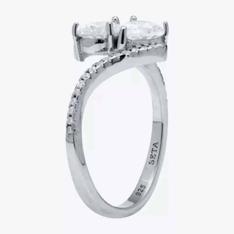 Diamonart Womens 1 5/8 CT. T.W. Cubic Zirconia Sterling Silver Pear Cocktail Ring