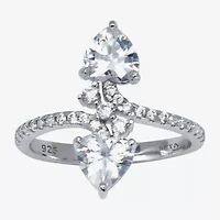 Diamonart Womens 1 7/8 CT. T.W. Cubic Zirconia Sterling Silver Heart Cocktail Ring