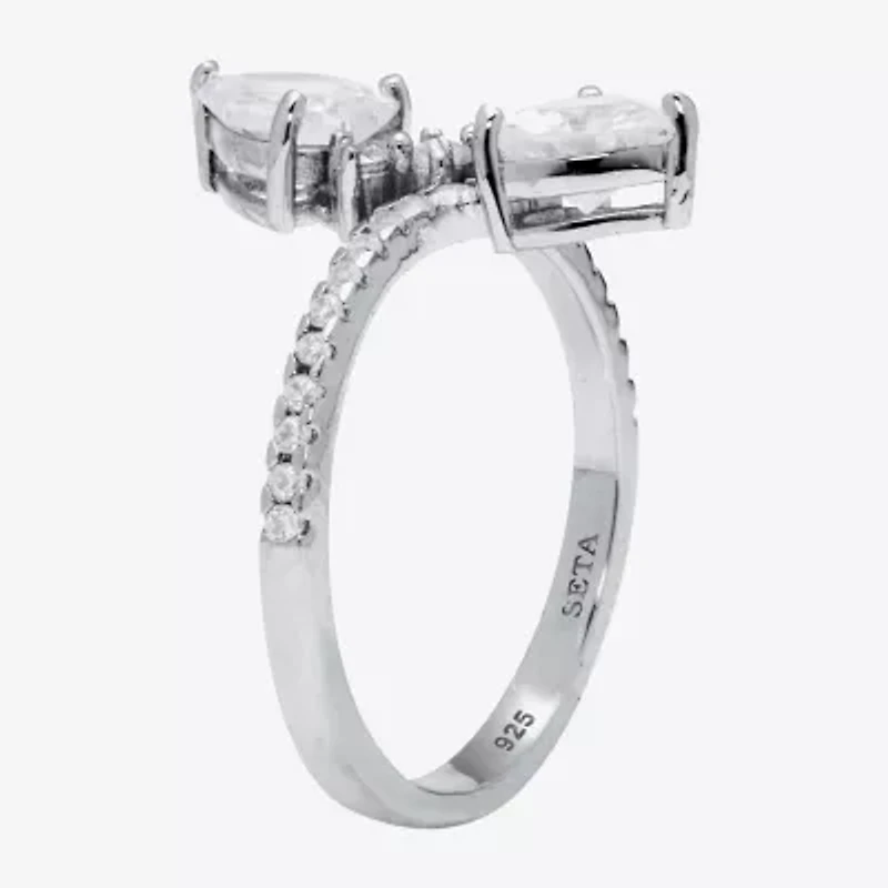 Diamonart Womens 1 7/8 CT. T.W. Cubic Zirconia Sterling Silver Heart Cocktail Ring