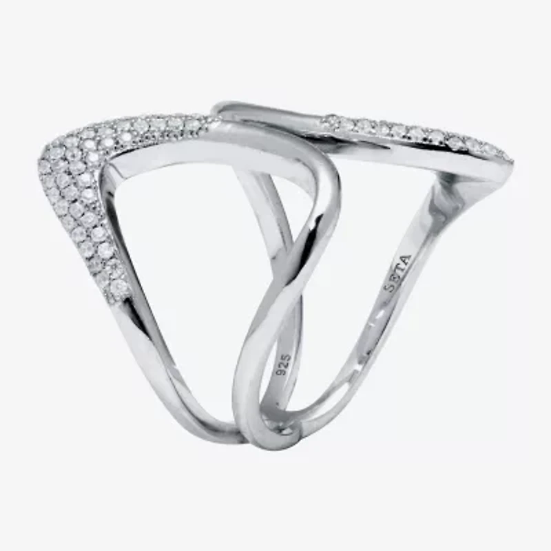 Diamonart Womens / CT. T.W. Cubic Zirconia Sterling Silver Round Cocktail Ring
