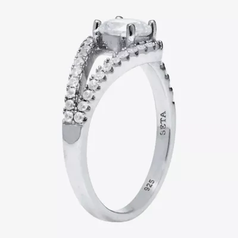 Diamonart Womens 1 1/3 CT. T.W. Cubic Zirconia Sterling Silver Round Cocktail Ring
