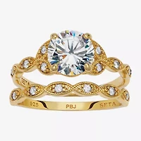 Diamonart Womens 2 1/5 CT. T.W. Cubic Zirconia 14K Gold Over Silver Round Bridal Set