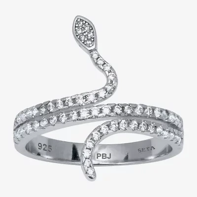 Diamonart Snake Womens 3MM 3/8 CT. T.W. Cubic Zirconia Sterling Silver Round Bypass  Band