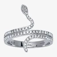 Diamonart Snake Womens 3MM 3/8 CT. T.W. Cubic Zirconia Sterling Silver Round Bypass  Band
