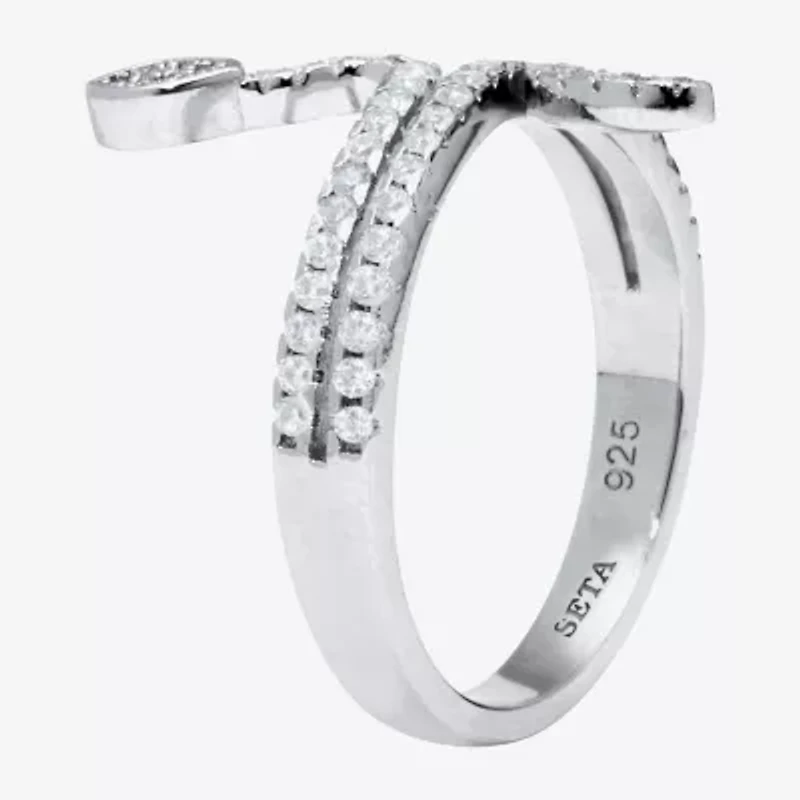 Diamonart Snake Womens 3MM 3/8 CT. T.W. Cubic Zirconia Sterling Silver Round Bypass  Band