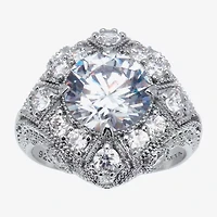 Diamonart Womens 5 1/2 CT. T.W. Cubic Zirconia Platinum Over Silver Round Cocktail Ring