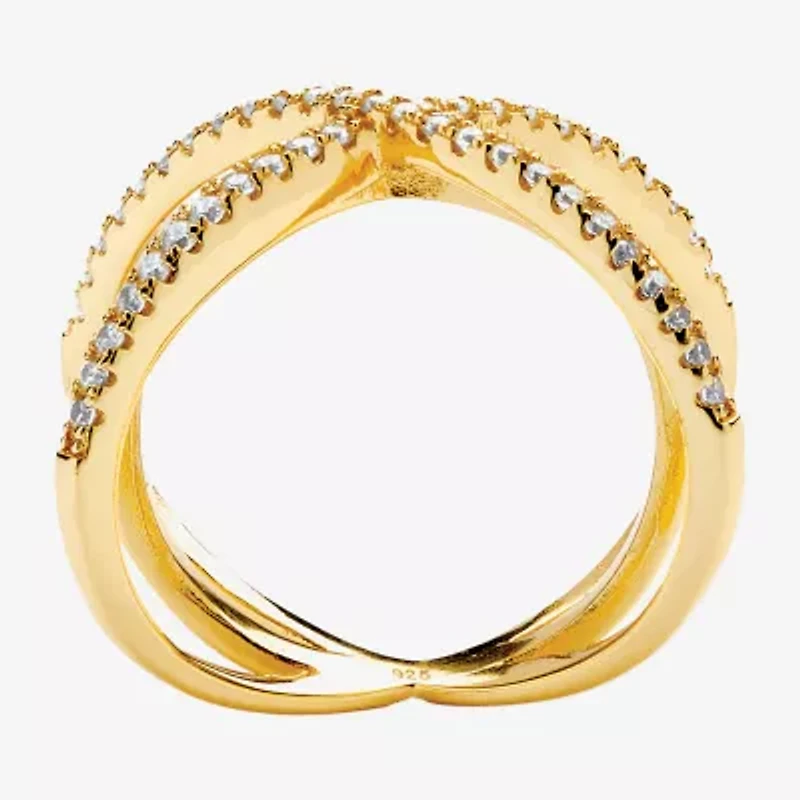Womens 1/2 CT. T.W. Cubic Zirconia 14K Gold Over Silver Round Cocktail Ring