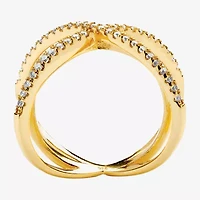 Womens 1/2 CT. T.W. Cubic Zirconia 14K Gold Over Silver Round Cocktail Ring