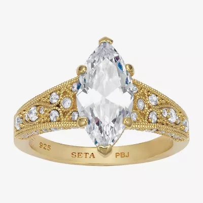 Diamonart Womens 3 1/4 CT. T.W. Cubic Zirconia 14K Gold Over Silver Diamond Engagement Ring