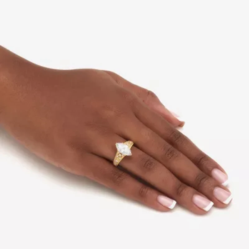 Diamonart Womens 3 1/4 CT. T.W. Cubic Zirconia 14K Gold Over Silver Diamond Engagement Ring