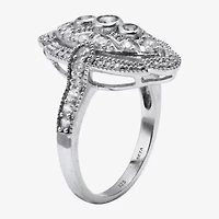 Diamonart Womens 3/4 CT. T.W. Cubic Zirconia Platinum Over Silver Round Cocktail Ring