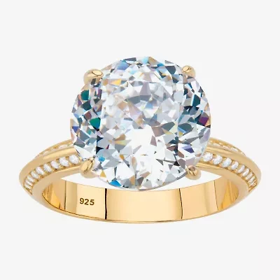 Diamonart Womens Cubic Zirconia 18K Gold Over Silver Round Engagement Ring