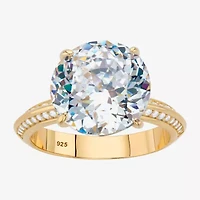 Diamonart Womens Cubic Zirconia 18K Gold Over Silver Round Engagement Ring