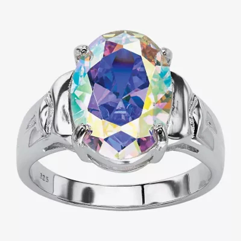 Diamonart Womens 5 3/4 CT. T.W. Cubic Zirconia Sterling Silver Oval Cocktail Ring
