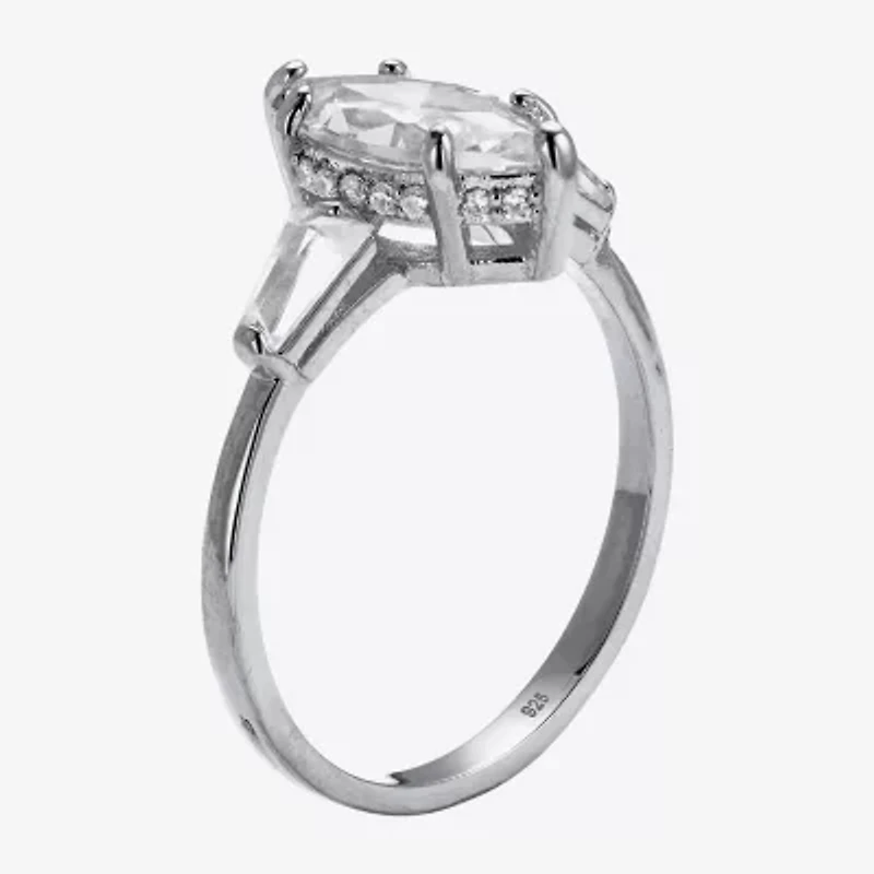 Diamonart Womens 3 CT. T.W. Cubic Zirconia Platinum Over Silver Diamond Engagement Ring