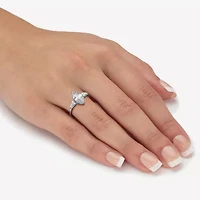 Diamonart Womens 3 CT. T.W. Cubic Zirconia Platinum Over Silver Diamond Engagement Ring