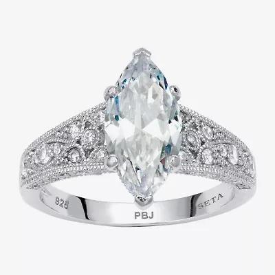 Diamonart Womens 3 1/4 CT. T.W. Cubic Zirconia Platinum Over Silver Diamond Engagement Ring