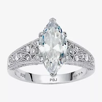 Diamonart Womens 3 1/4 CT. T.W. Cubic Zirconia Platinum Over Silver Diamond Engagement Ring