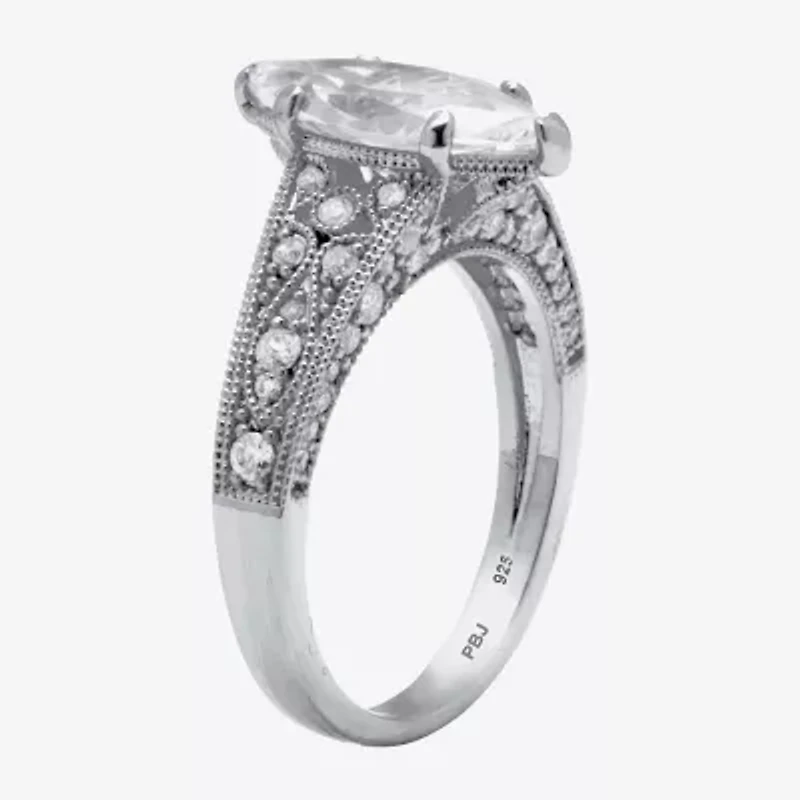 Diamonart Womens 3 1/4 CT. T.W. Cubic Zirconia Platinum Over Silver Diamond Engagement Ring