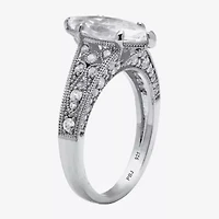 Diamonart Womens 3 1/4 CT. T.W. Cubic Zirconia Platinum Over Silver Diamond Engagement Ring